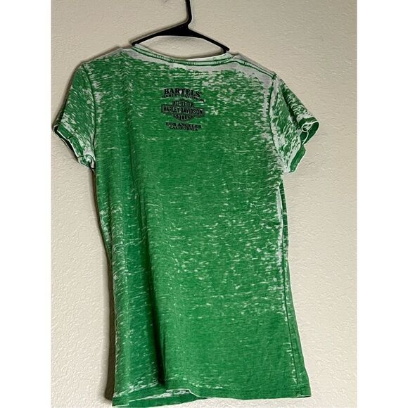 Harley Davidson Women's Green and White T-shirt M - Picture 3 of 4